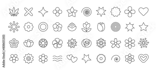 Icons of colors and shapes. A set of icons. A vector image. Linear style.