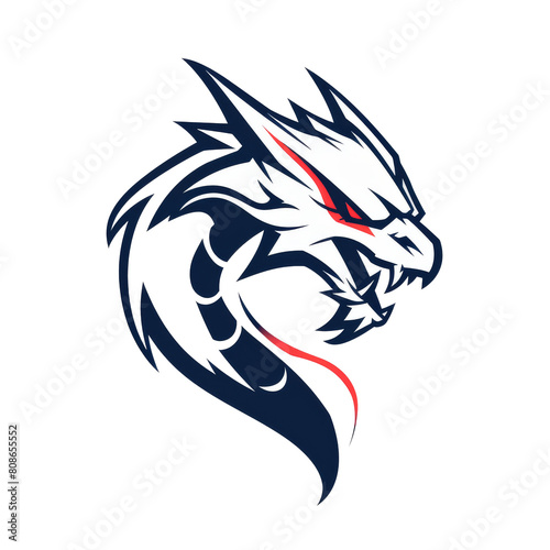 Fierce dragon logo with a fiery gaze © abangaboy