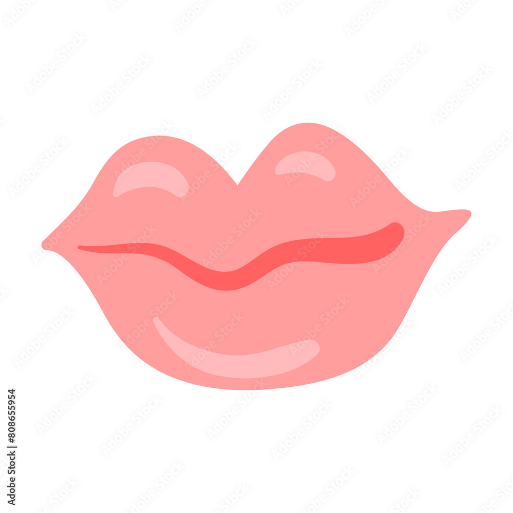 Colorful lip with flat design on white background Colorful lip with flat design on white background