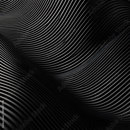 Abstract wavy lines on a black background. 3d render illustration