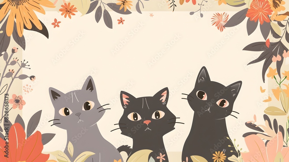 Adorable Kittens Surrounded by Vibrant Autumn Florals