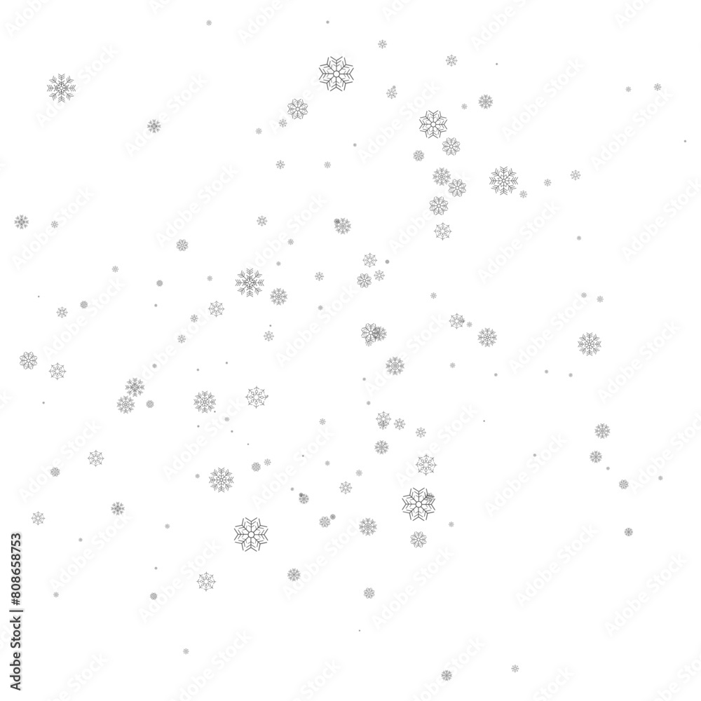 Snowflakes falling on white background