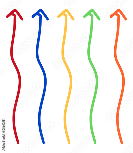 Colorful Wavy Arrow Wavy Up Arrow Doodle Arrow Hand Drawn Arrow Handwritten Arrow Set Collection