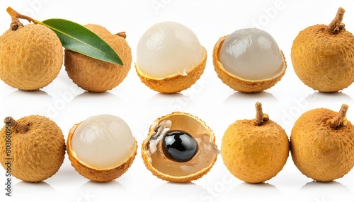 Sets of fresh longan isolated on white background  photo