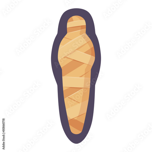 A mummy vector illustration with geometric patterns on a plain background, concept of ancient Egypt. Vector illustration