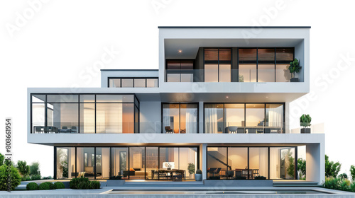 Modern smart home on transparent background. Luxury villa  Real estate concept.