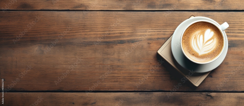 Copy space image of a smartphone placed next to a notebook and a cup of strong coffee on a wooden surface Copy space image of a smartphone placed next to a notebook and a cup of strong coffee on a wooden surface