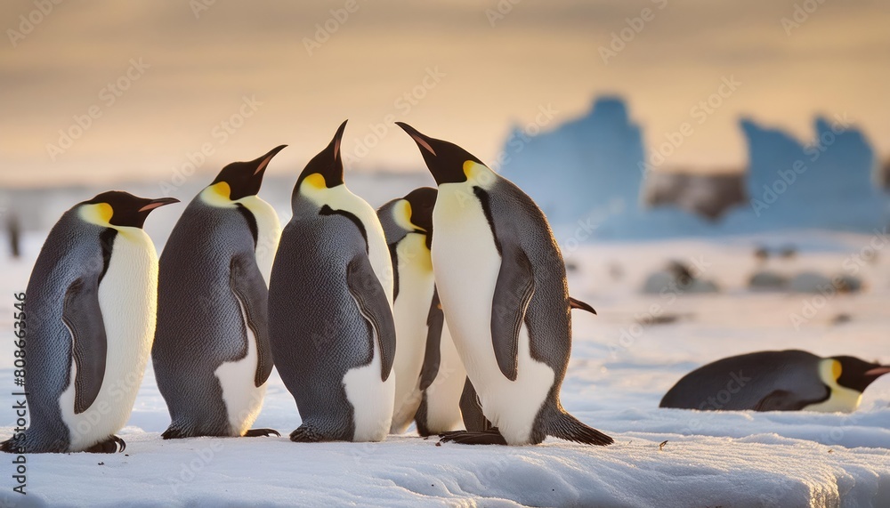 Obraz premium Step into the frozen realm of Antarctica with this captivating photograph of emperor penguin