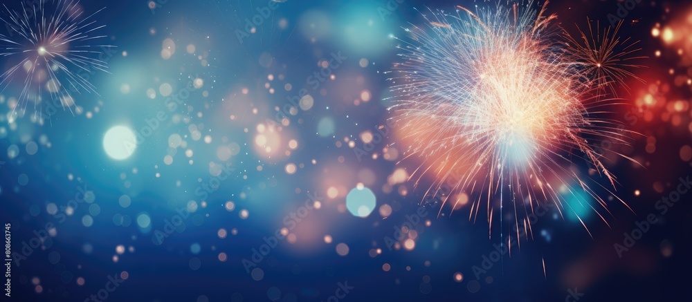 Naklejka premium Abstract holiday background with fireworks and ample copy space image for New Year celebrations