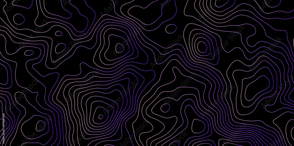 Dark background gradient topographic lines on, vector design background for print works