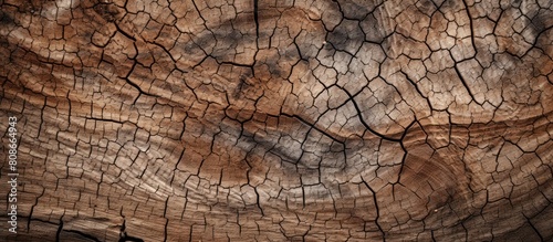 Abstract background with a copy space image showcasing the textured surface of a cracked brown tree trunk