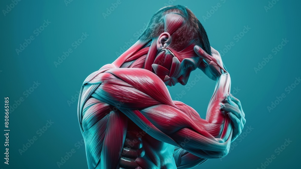 Anatomy of humans, shoulder muscle and nerve pain, man holding injured point, shoulder injury Anatomy of humans, shoulder muscle and nerve pain, man holding injured point, shoulder injury