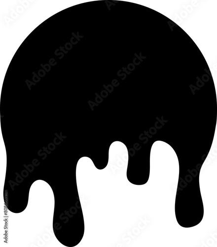 Paint drip circle labels. Black paint liquid. Ink drop. Black inkblot.