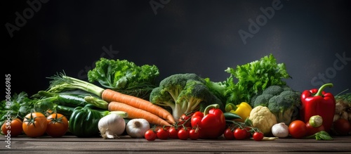 Fresh and juicy vegetables a raw product are featured in the healthy food image with ample copy space for food herbs and green ingredients