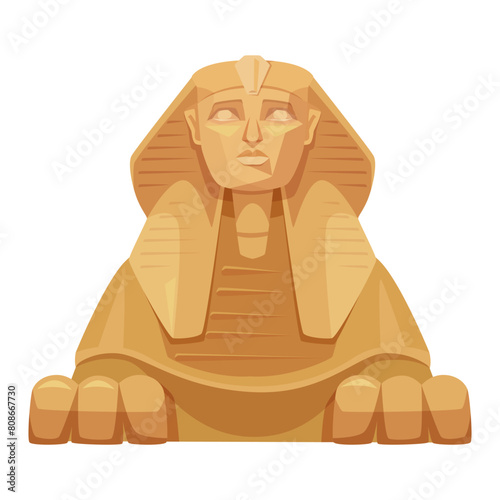Illustration of a stylized Sphinx statue, vector graphic, on a plain background, concept of ancient Egyptian culture. Vector illustration
