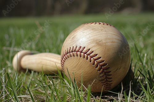 Hard Baseball bat ball. Sport team game. Generate Ai
