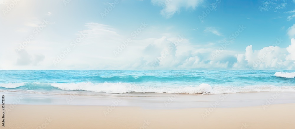 A serene beach backdrop with ample space for text Perfect for conveying travel and summer themes