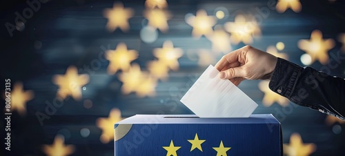 European Union election voting box closeup, Generative AI