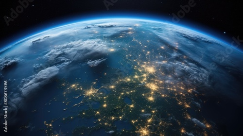 Earth seen from space shot galaxy view