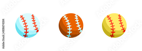 Baseball icon set. Flat Style. Vector icons