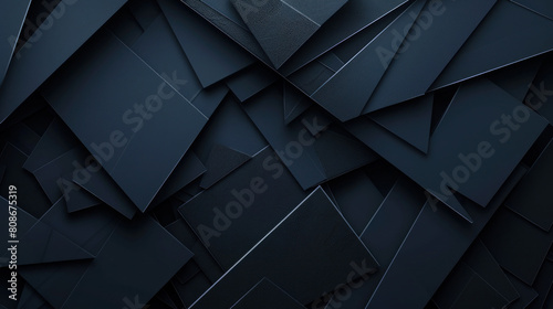 Dark blue and black background with geometric shapes and lines. It looks modern and luxurious. photo