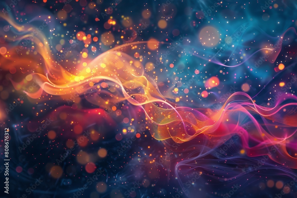 Vibrant music notes dance in abstract waves, evoking harmony and rhythm. Vibrant music notes dance in abstract waves, evoking harmony and rhythm.