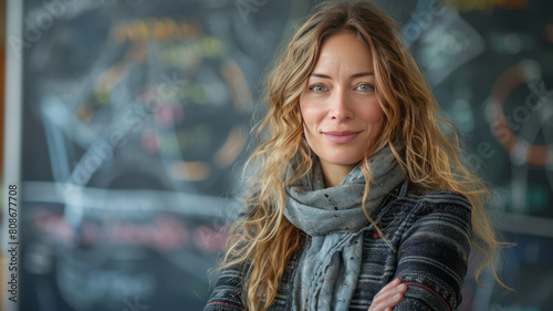 Wallpaper Mural a female teacher is lecturing near the blackboard,generative ai Torontodigital.ca