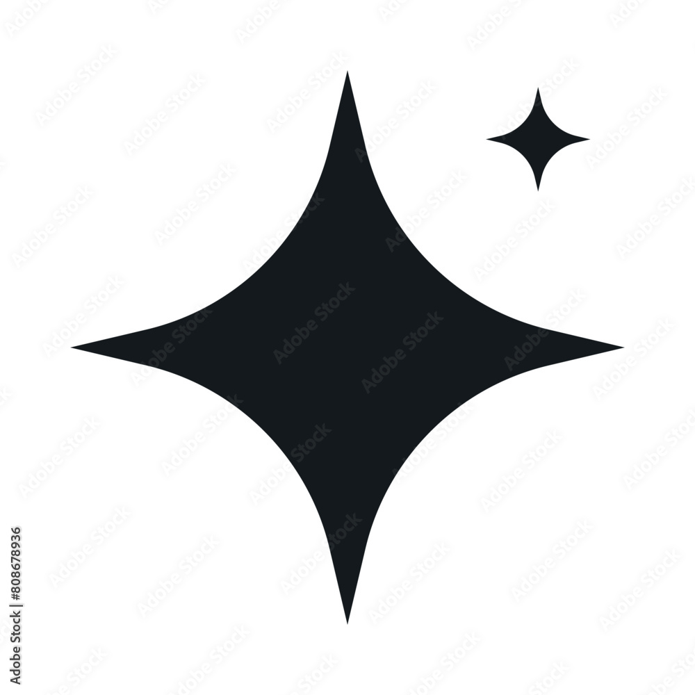 Obraz premium Shine twinkle star icon, Clean star and glister black editable vector one icon clean design illustration