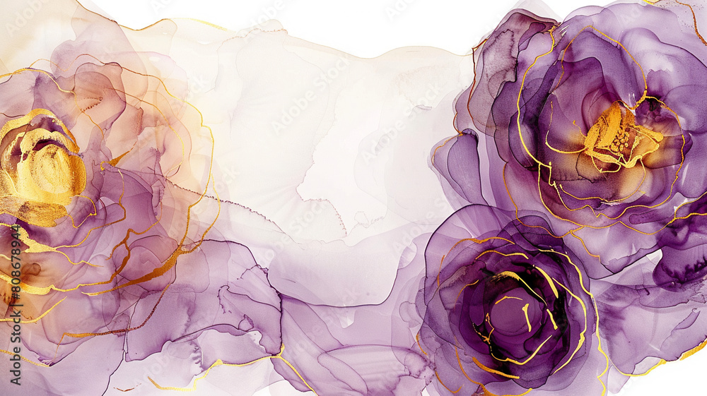 Obraz premium abstract watercolor and alcohol floral ink effect, elegant flower petal for wedding background