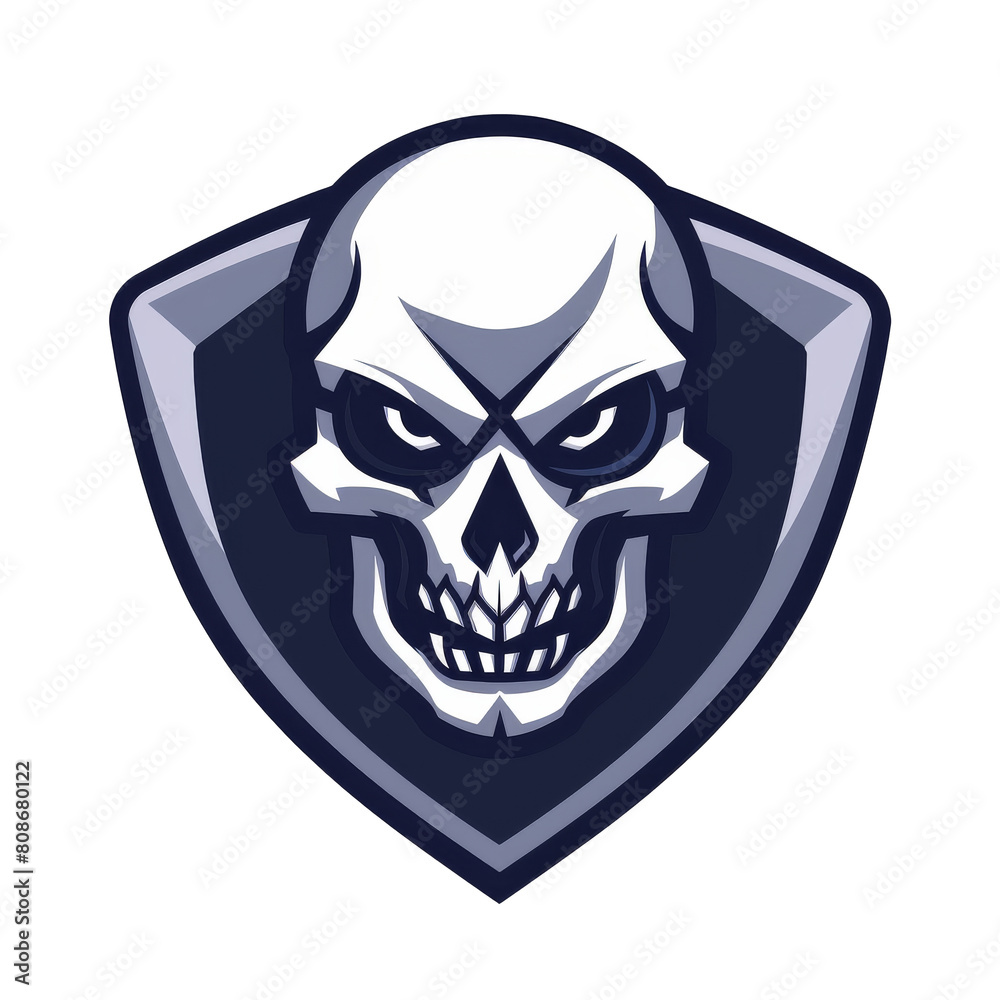 Fierce skull emblem on a shield backdrop Fierce skull emblem on a shield backdrop
