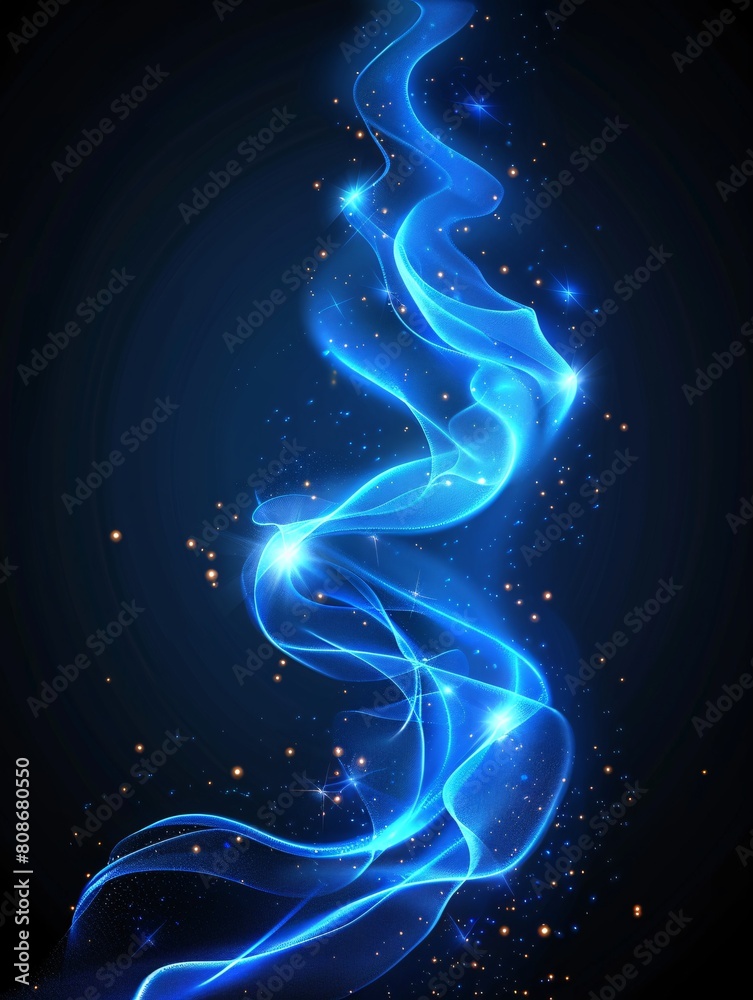 A fluid, luminous blue light trail on a see-through backdrop, emitting a radiant glow and swirling in a fiery path. A fluid, luminous blue light trail on a see-through backdrop, emitting a radiant glow and swirling in a fiery path.