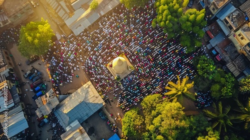 Bird's-eye view of Individuals Celebrating at Eid-ul-Fitr Mabrouk outside photo