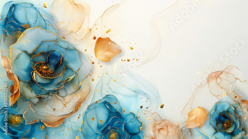 abstract watercolor and alcohol floral ink effect, elegant flower petal for wedding background photo