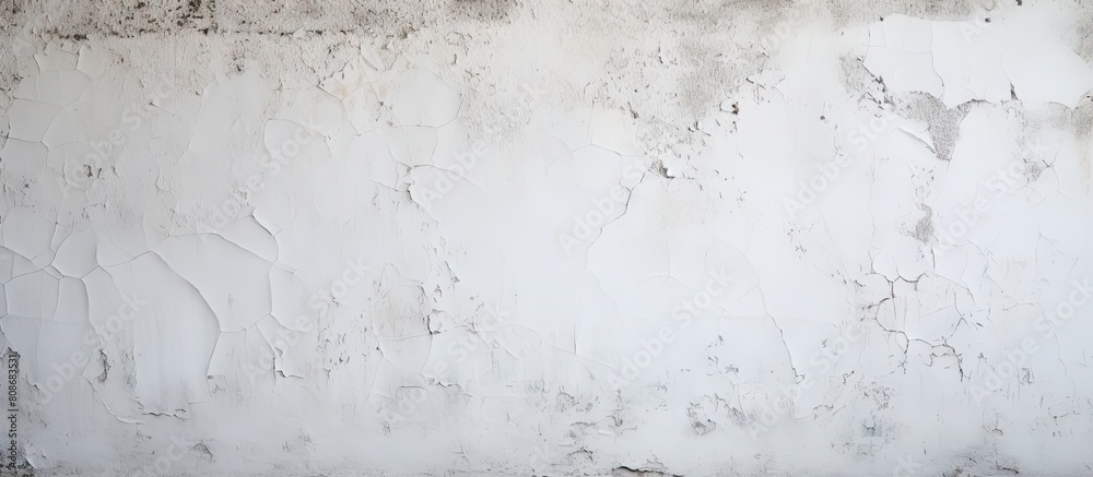 Fototapeta premium Freshly painted white cement wall with a grungy old texture serving as a background for copy space image
