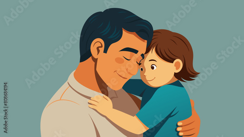 Warm Hug Between a Man and a Child. Perfect for: Father's Day, Children's Day, Family Day, Family Bonding, Love and Affection, Special Moments.