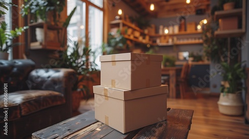 Efficiently move and unpack belongings in a new home using cardboard boxes and kitchen counter in a contemporary property.