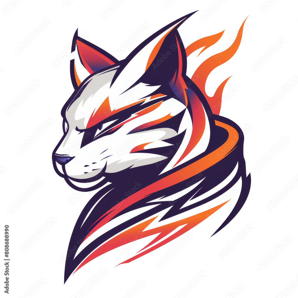 Fiery feline essence captured in vibrant stylized artwork Fiery feline essence captured in vibrant stylized artwork