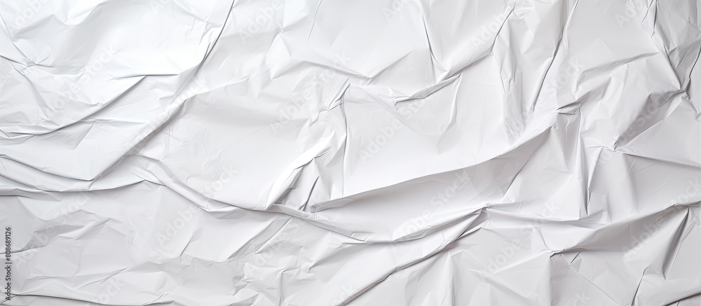 Fototapeta premium A textured background of crumpled white paper with available space for images or text. Copy space image. Place for adding text and design