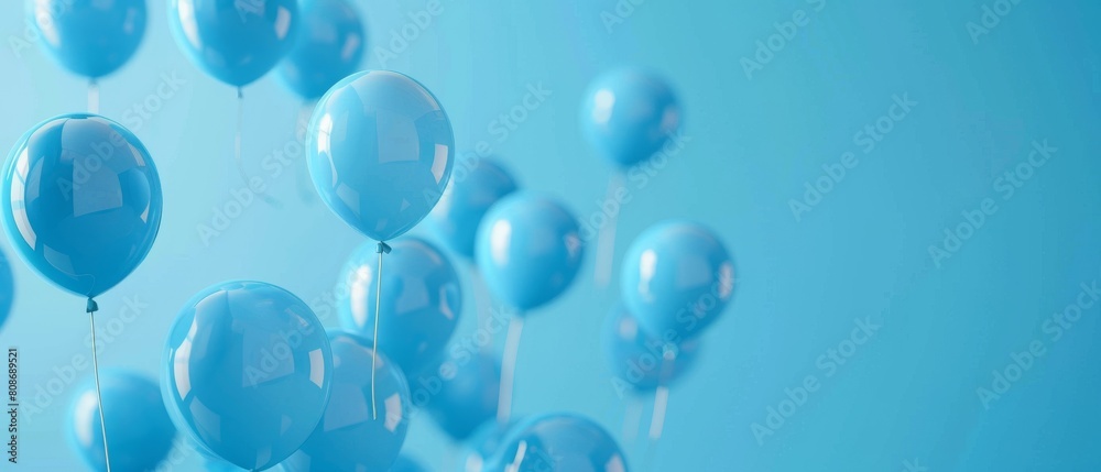 The color of the year 2022 is Very Peri. 3D rendering of flying balloons in a minimal trend.
