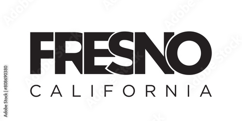 Fresno, California, USA typography slogan design. America logo with graphic city lettering for print and web. photo