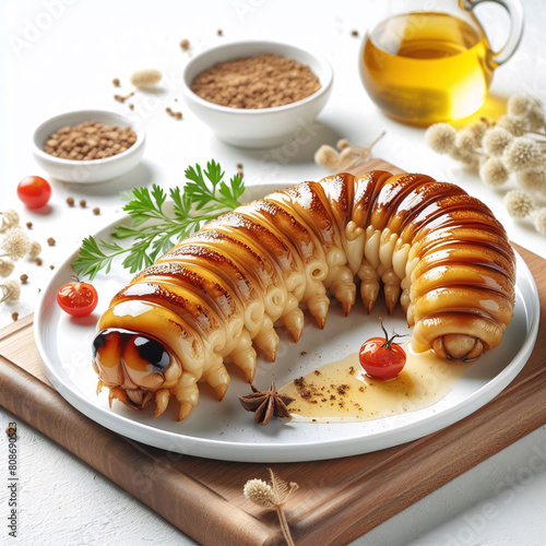 baked larva on a plate