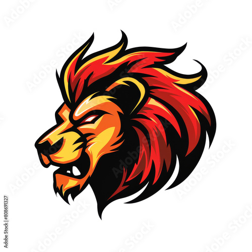 Fiery lion illustration exuding strength and ferocity