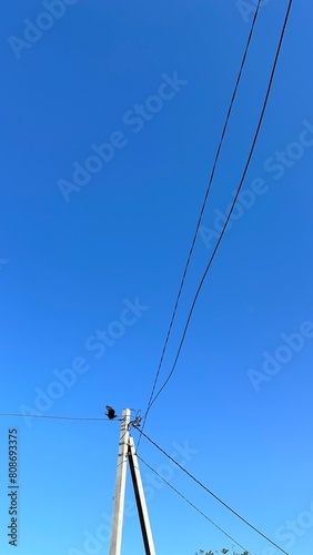 cable car on blue sky background