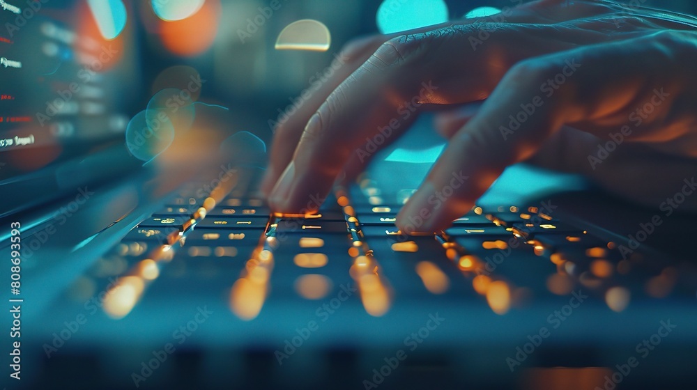 close-up of a person's hand typing on a laptop keyboard close-up of a person's hand typing on a laptop keyboard