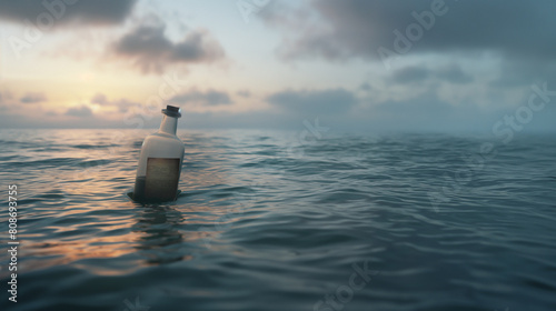 bottles floating in the ocean photo