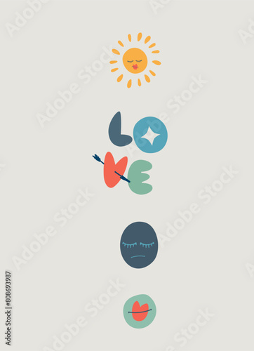 Sticker pack hand-lettered inspirational phrases. Positive emotions concept. Multicolored letters in quote isolated on light-colored background