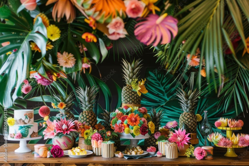 tropical-themed birthday party room tropical-themed birthday party room