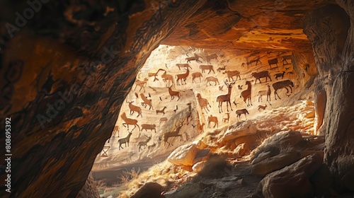 Cave Paintings: Deep within ancient caves, Stone Age people created intricate paintings depicting animals, hunting scenes, and daily life, leaving behind a record of their existence