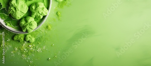 A top down view of vibrant green cookie dough making it a perfect choice for Saint Patrick s Day and Easter baking The image offers ample space for creative designs and compositions photo