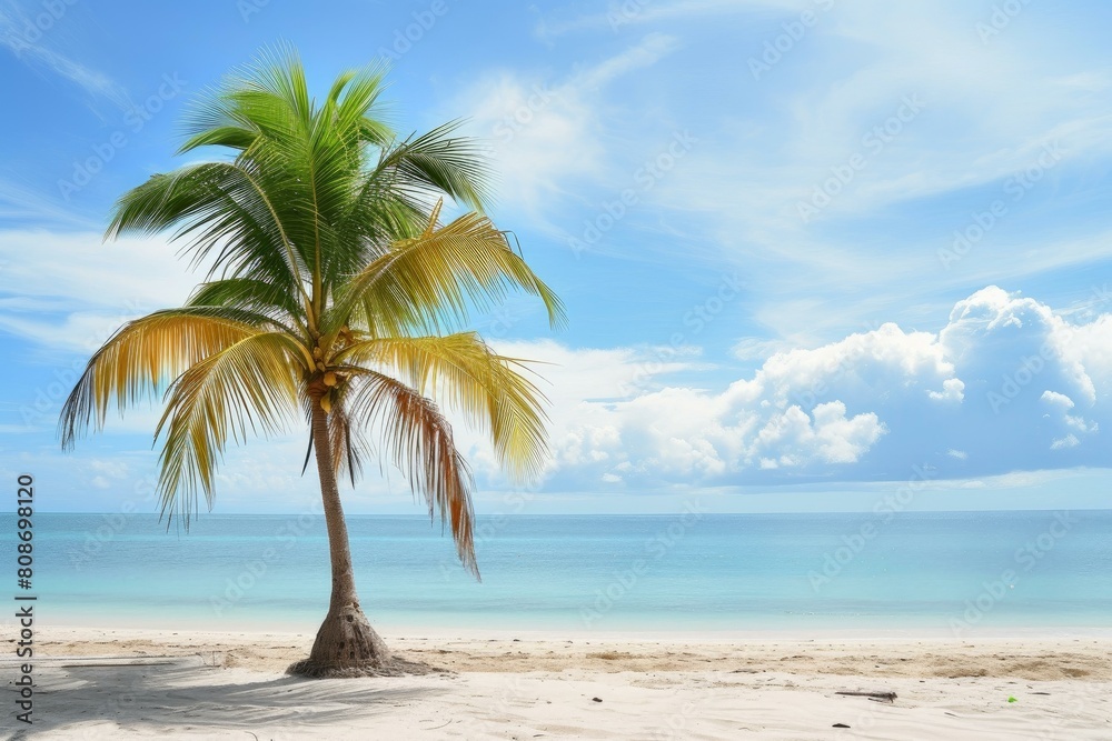 Vibrant Beach palm. Nature day resort. Generate Ai